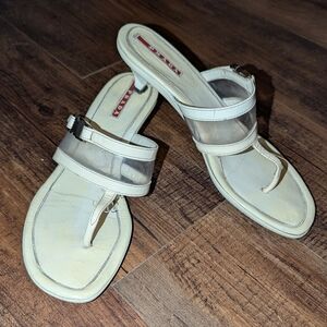 Vintage Prada Off White Sandals w/ Heels